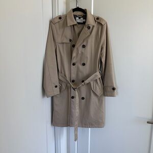 Topman Men’s Tan Double-Breasted Trench Coat